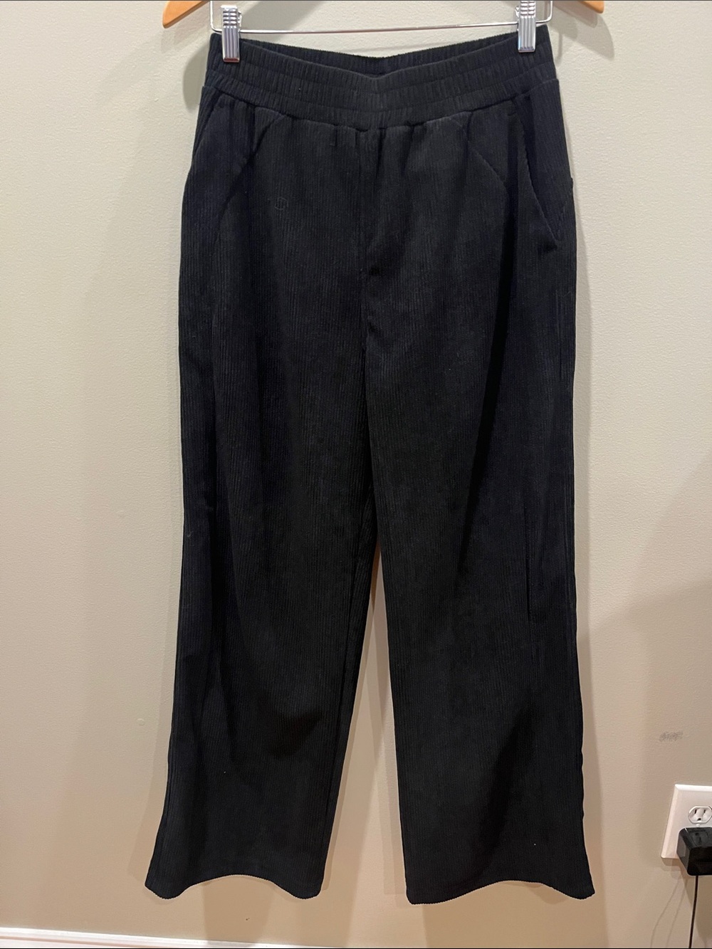 Halara High Waist Black Corduroy Wide Leg Pants